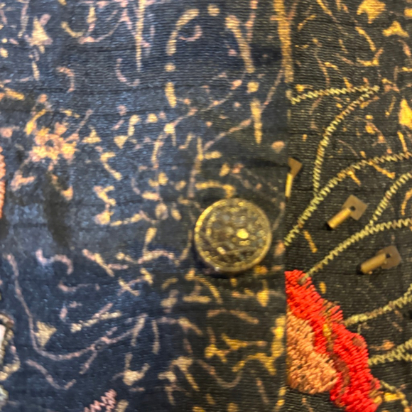 Anage Too XL Black Embroidered Jacket Beaded Floral Indian Art Quilted Button Up - Picture 7 of 11